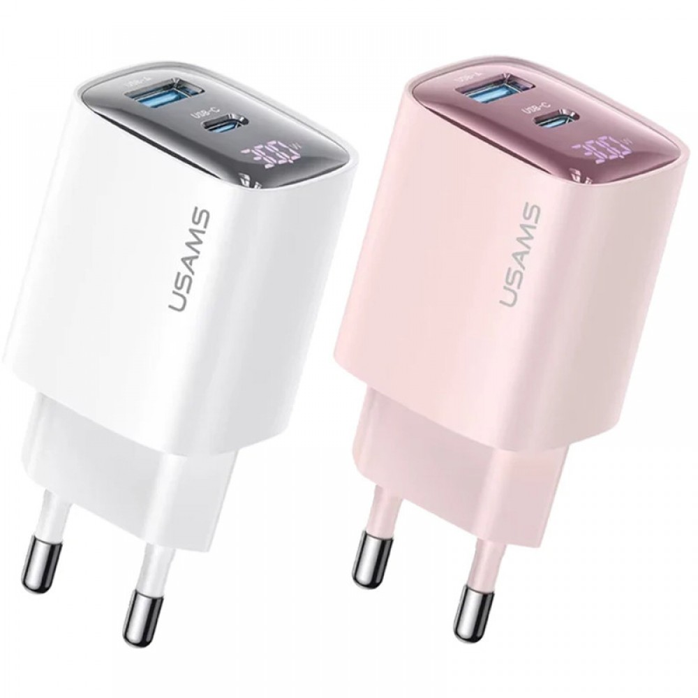 СЗУ Usams US-CC229 GaN Digital Display XC Ser. 30W (1USB-A/1C)