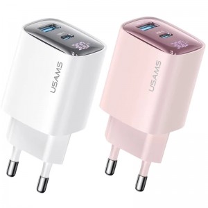 СЗУ Usams US-CC229 GaN Digital Display XC Ser. 30W (1USB-A/1C)