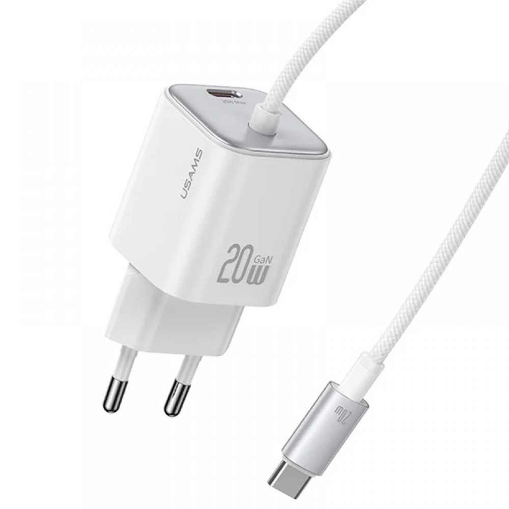 СЗУ Usams US-CC261 GaN JC Ser. 20W (2USB-C) + кабель Type-C to Type-C СЗУ Usams US-CC261 GaN JC Ser. 20W (2USB-C) + кабель Type-C to Type-C