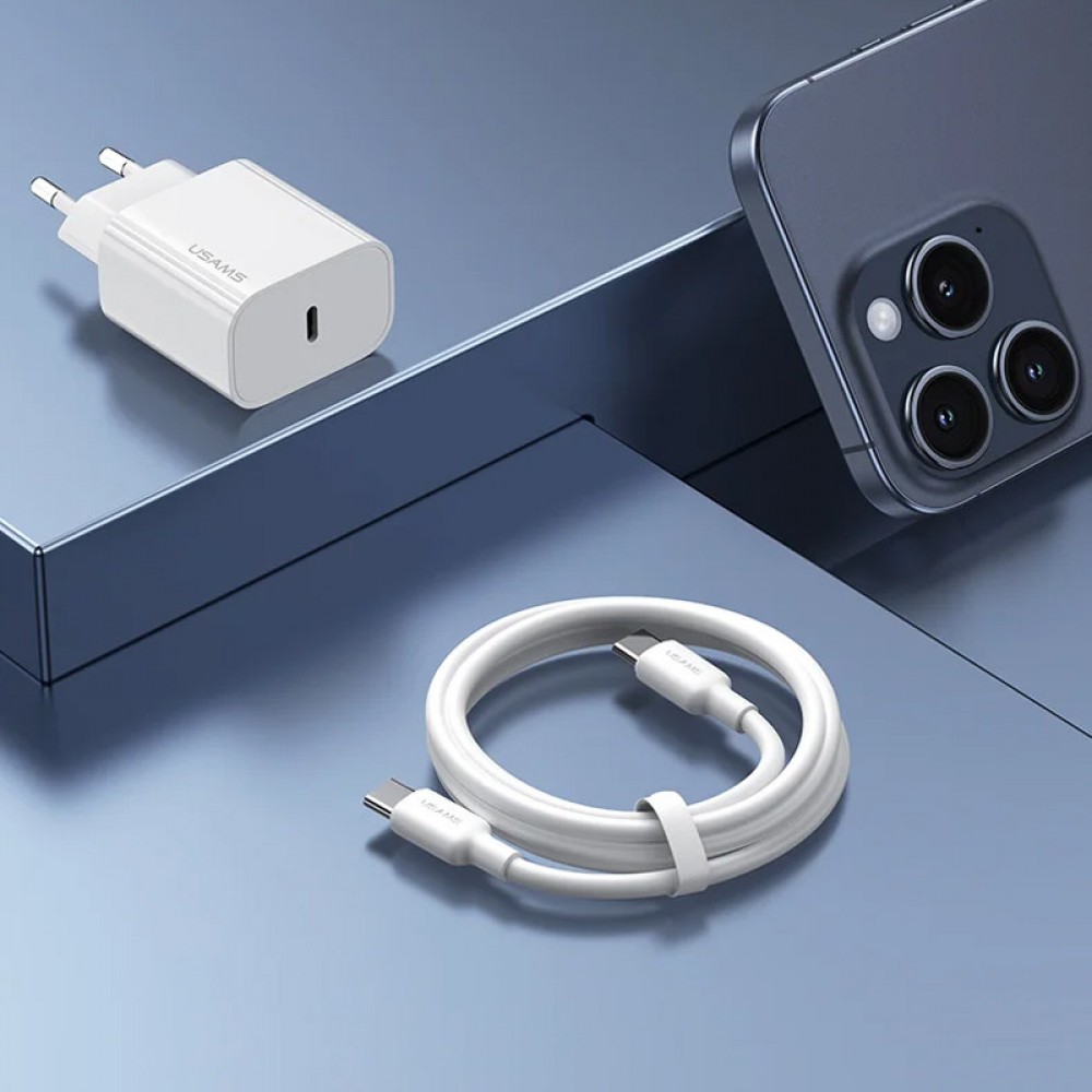 СЗУ Usams US-CC226 Kit-Yi Ser. 20W (1USB-C) + кабель Type-C to Type-C