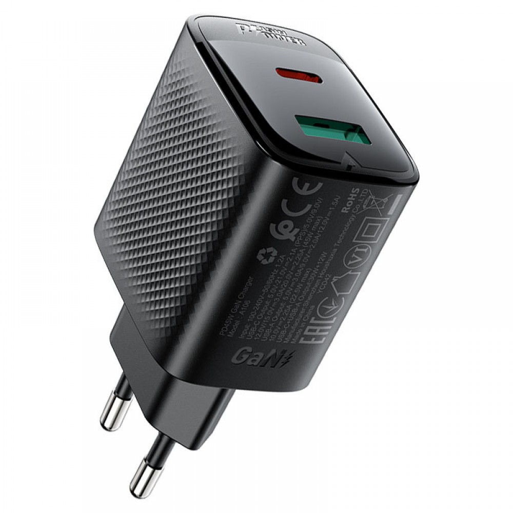 СЗУ Acefast A106 GaN PD45W (1USB-A/1C)