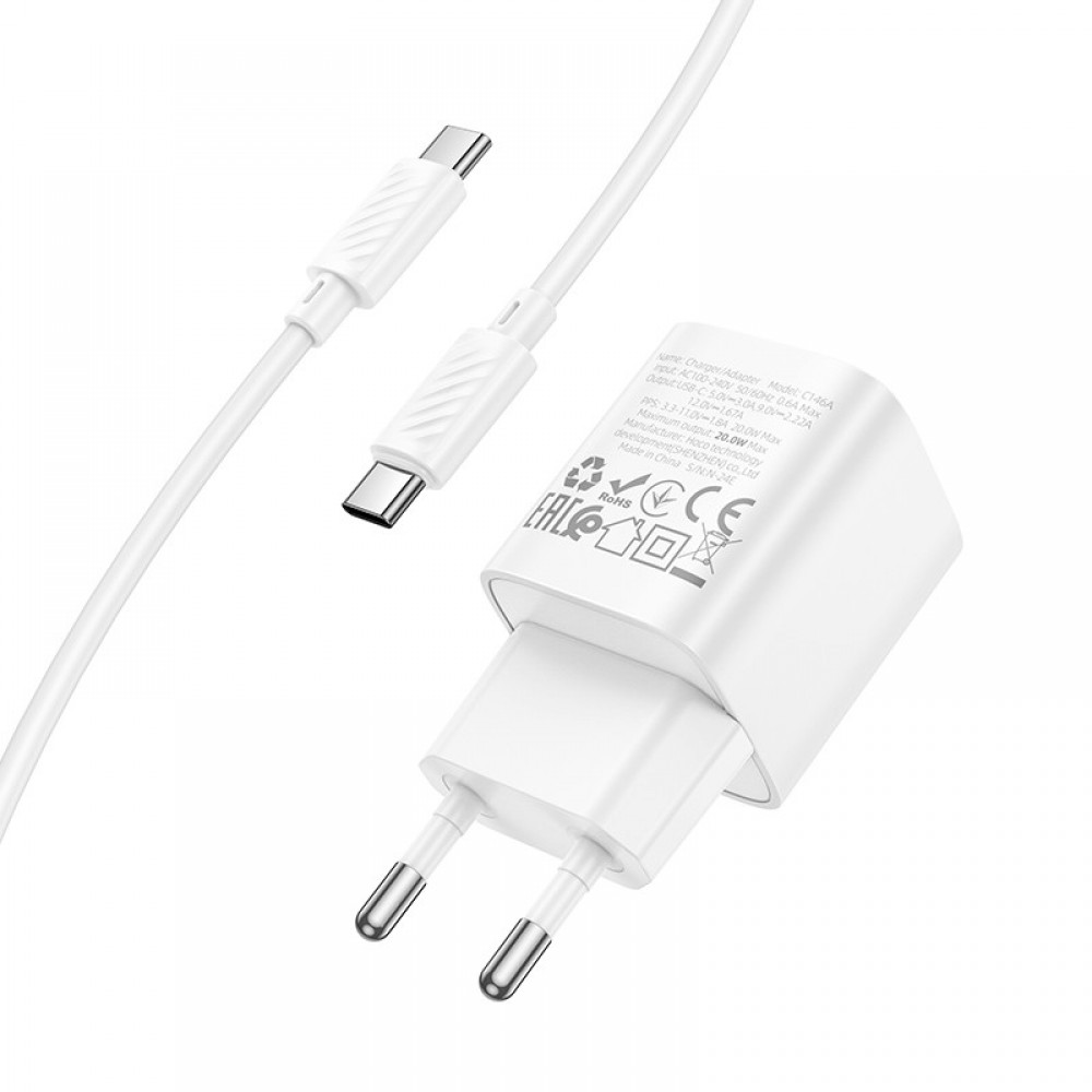 СЗУ Hoco C146A Charm PD20W (1USB-C) + кабель Type-C to Type-C