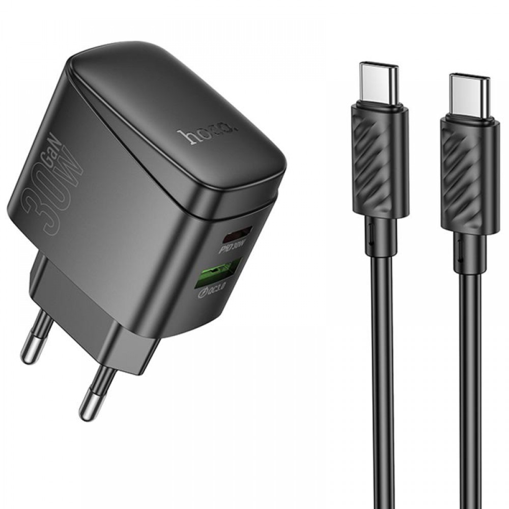 МЗП Hoco CS61A Bright PD30W+QC3.0 (1USB-A/1C) + кабель Type-C to Type-C МЗП Hoco CS61A Bright PD30W+QC3.0 (1USB-A/1C) + кабель Type-C to Type-C