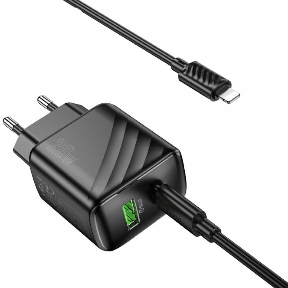 СЗУ Hoco CS25A Rico PD20W+QC3.0 (1USB-A/1C) + кабель Type-C to Lightning СЗУ Hoco CS25A Rico PD20W+QC3.0 (1USB-A/1C) + кабель Type-C to Lightning
