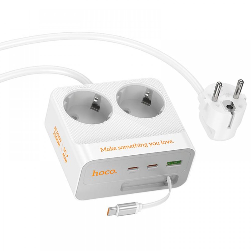 Подовжувач Hoco AC28 Descanso (PD45W/1C/3A/2xSocket) (2m)