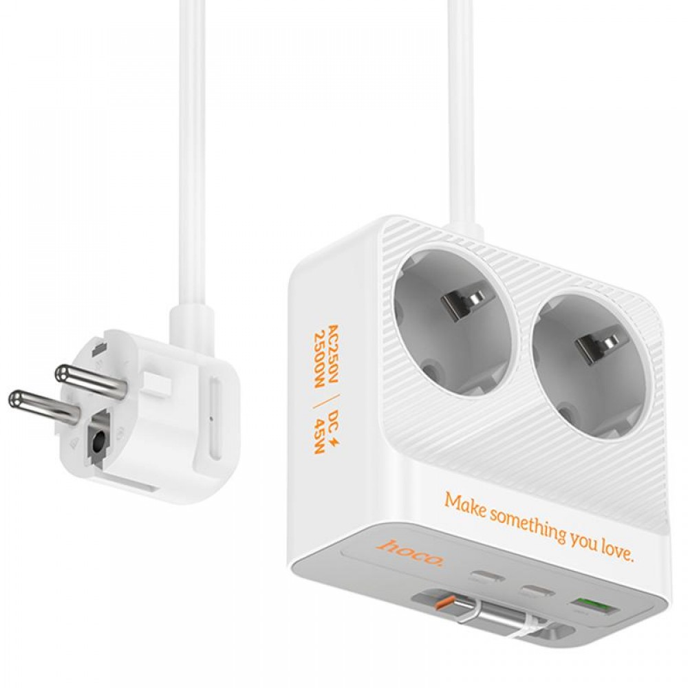 Подовжувач Hoco AC28 Descanso (PD45W/1C/3A/2xSocket) (2m)