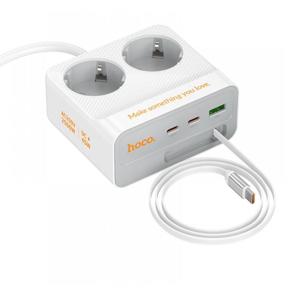 Подовжувач Hoco AC28 Descanso (PD45W/1C/3A/2xSocket) (2m)