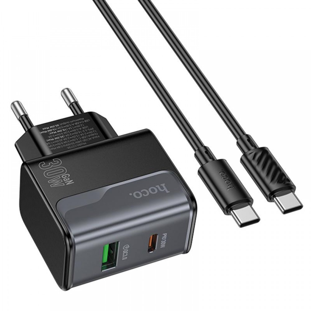 МЗП Hoco CS73A Star Speed PD30W+QC3.0 (1USB-A/1C) + кабель Type-C to Type-C