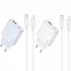 МЗП Hoco C142A Direct PD20W+QC3.0 (1USB-A/1C) + кабель Type-C to Lightning
