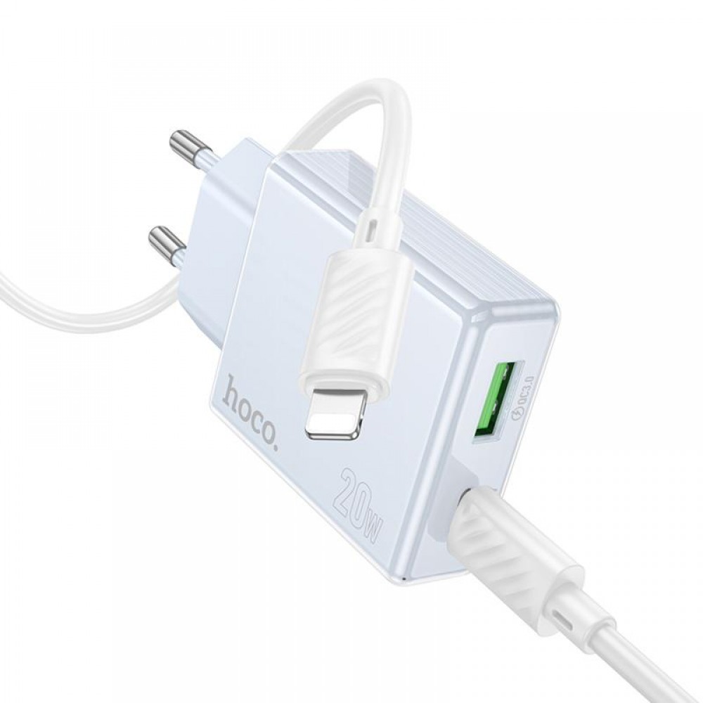 МЗП Hoco C142A Direct PD20W+QC3.0 (1USB-A/1C) + кабель Type-C to Lightning МЗП Hoco C142A Direct PD20W+QC3.0 (1USB-A/1C) + кабель Type-C to Lightning