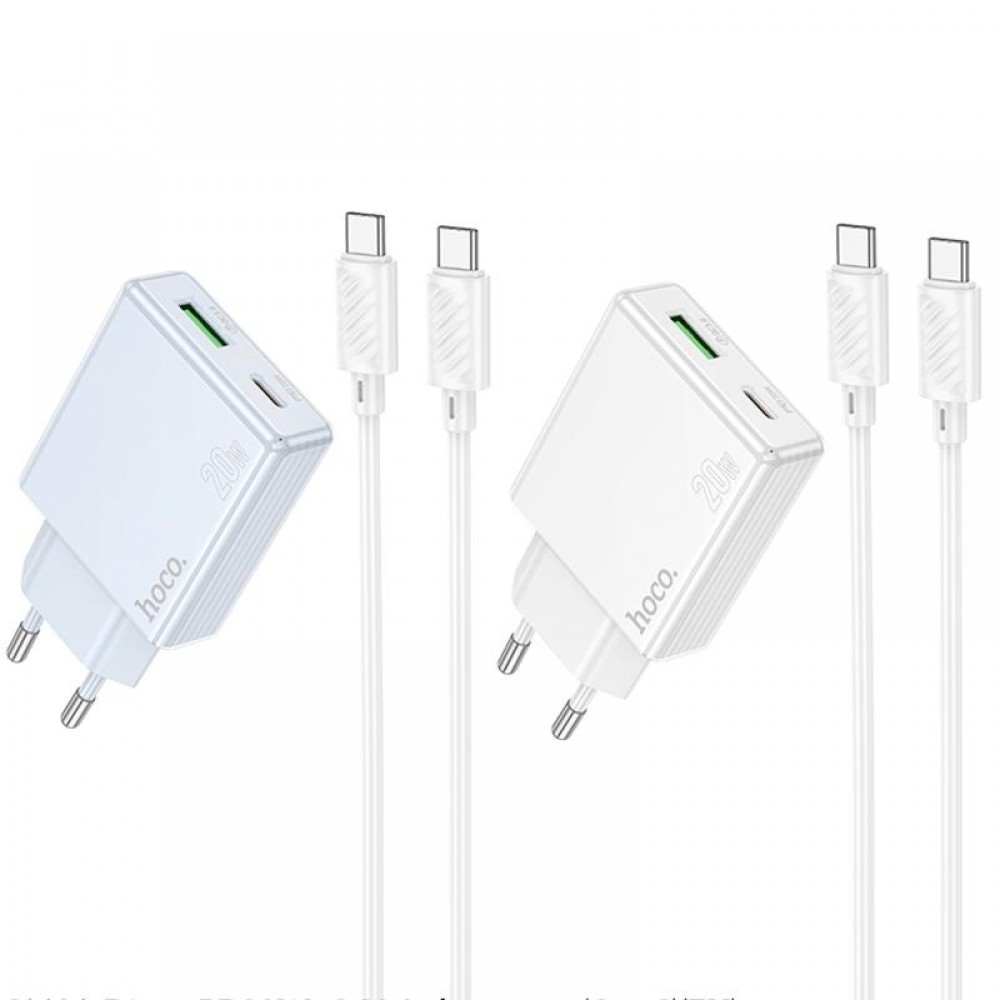 МЗП Hoco C142A Direct PD20W+QC3.0 (1USB-A/1C) + кабель Type-C to Type-C