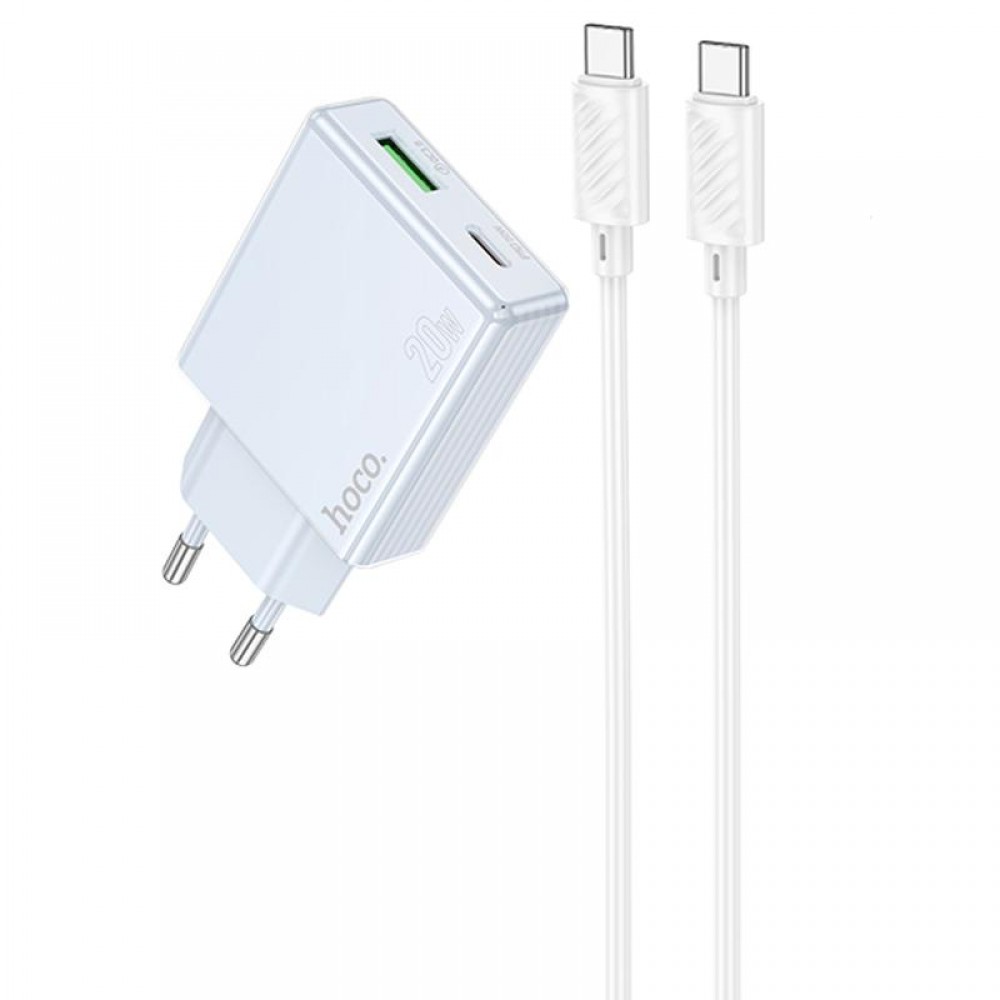 МЗП Hoco C142A Direct PD20W+QC3.0 (1USB-A/1C) + кабель Type-C to Type-C МЗП Hoco C142A Direct PD20W+QC3.0 (1USB-A/1C) + кабель Type-C to Type-C