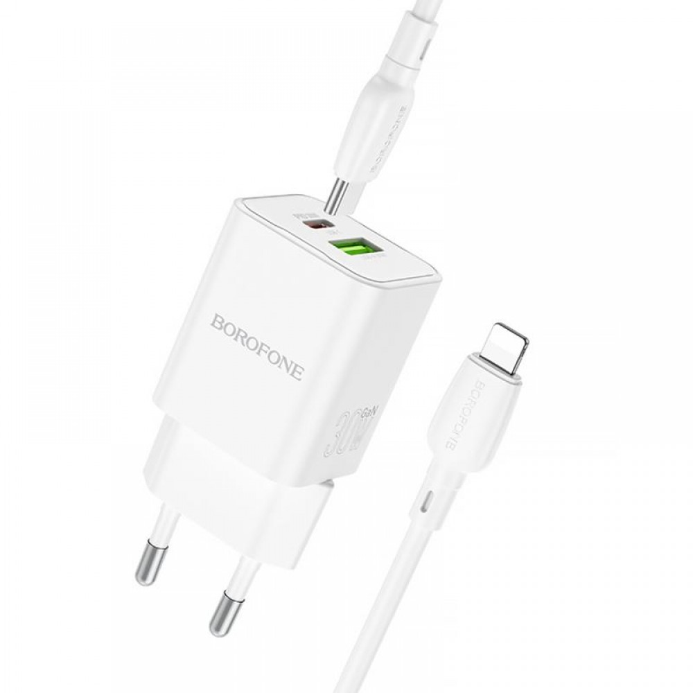 МЗП Borofone BN14 Royal PD30W+QC3.0 (1USB-A/1C) + кабель Type-C to Lightning МЗП Borofone BN14 Royal PD30W+QC3.0 (1USB-A/1C) + кабель Type-C to Lightning