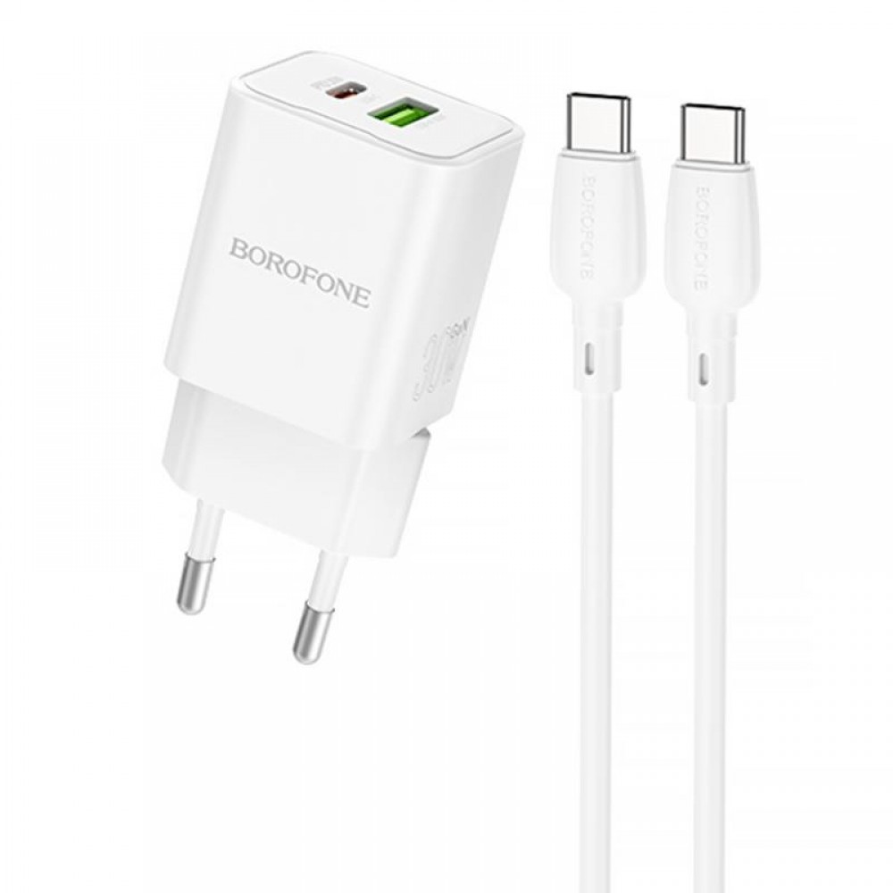 СЗУ Borofone BN14 Royal PD30W+QC3.0 (1USB-A/1C) + кабель Type-C to Type-C СЗУ Borofone BN14 Royal PD30W+QC3.0 (1USB-A/1C) + кабель Type-C to Type-C