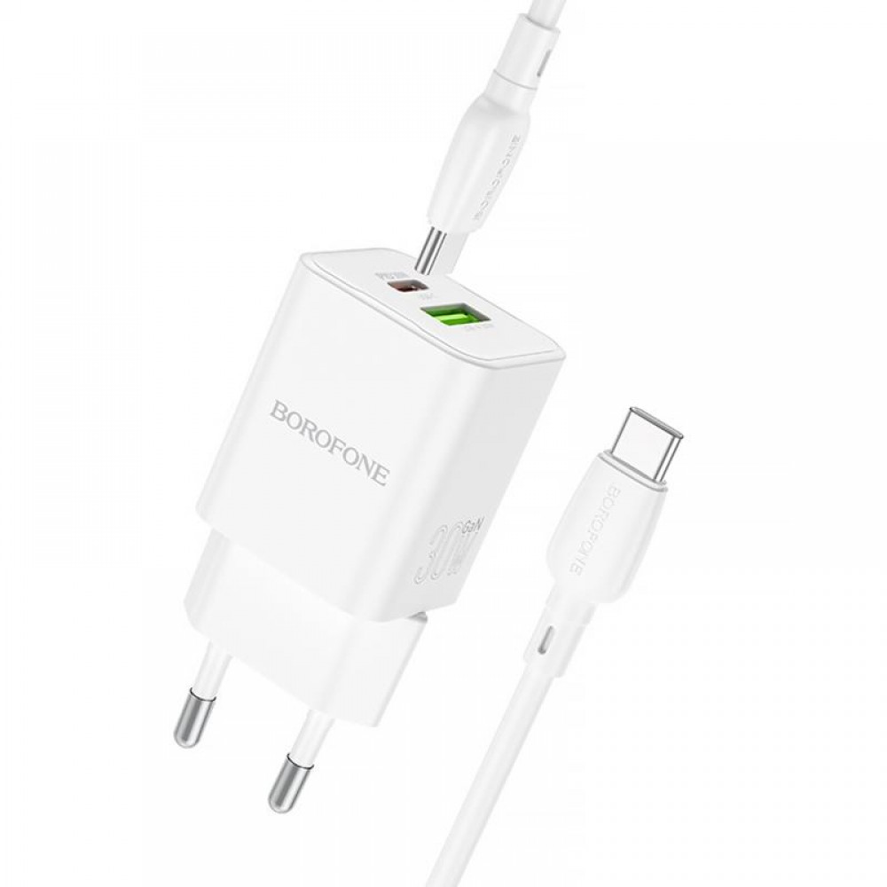 СЗУ Borofone BN14 Royal PD30W+QC3.0 (1USB-A/1C) + кабель Type-C to Type-C СЗУ Borofone BN14 Royal PD30W+QC3.0 (1USB-A/1C) + кабель Type-C to Type-C