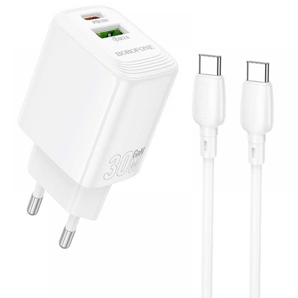 СЗУ Borofone BN29 Fuente PD30W+QC3.0 (1USB-A/1C) + кабель Type-C to Type-C СЗУ Borofone BN29 Fuente PD30W+QC3.0 (1USB-A/1C) + кабель Type-C to Type-C