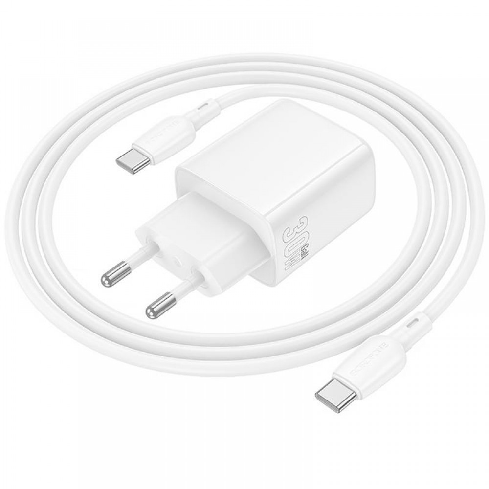 СЗУ Borofone BN29 Fuente PD30W+QC3.0 (1USB-A/1C) + кабель Type-C to Type-C СЗУ Borofone BN29 Fuente PD30W+QC3.0 (1USB-A/1C) + кабель Type-C to Type-C