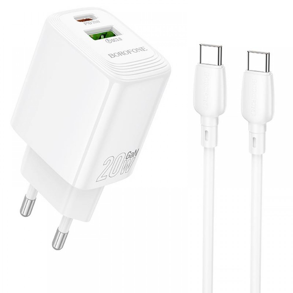 СЗУ Borofone BN27 Fuente PD20W+QC3.0 (1USB-A/1C) + кабель Type-C to Type-C СЗУ Borofone BN27 Fuente PD20W+QC3.0 (1USB-A/1C) + кабель Type-C to Type-C