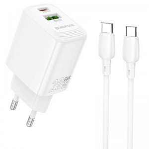 СЗУ Borofone BN27 Fuente PD20W+QC3.0 (1USB-A/1C) + кабель Type-C to Type-C