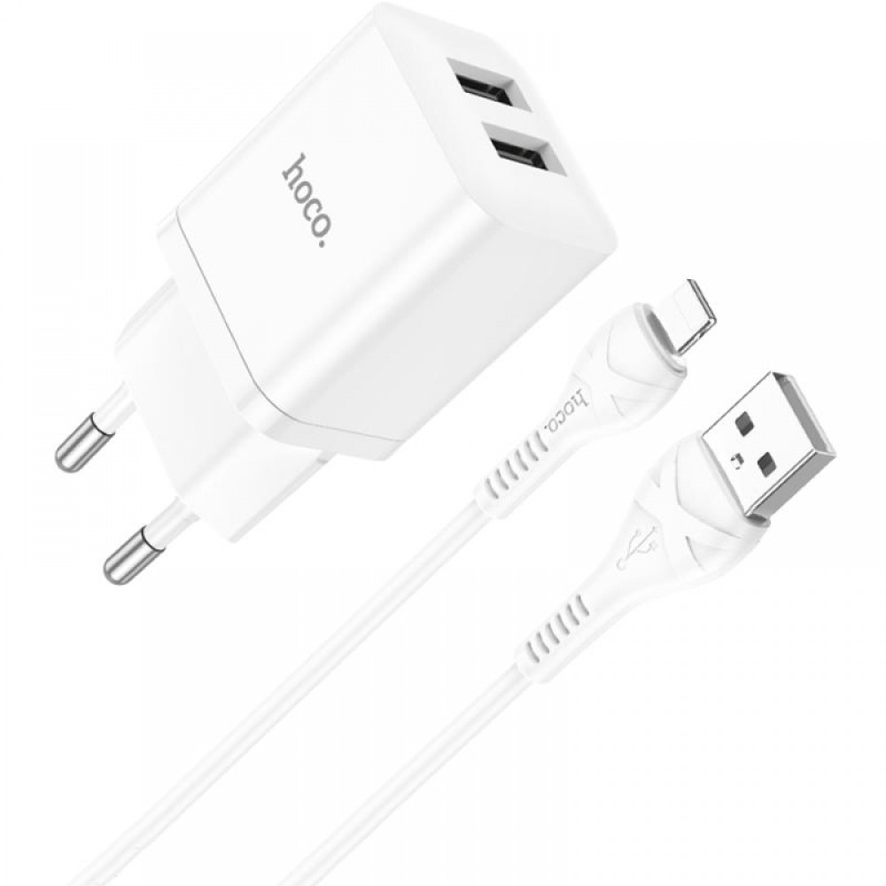 СЗУ Hoco N25 Maker (2USB-A) + USB to Lightning
