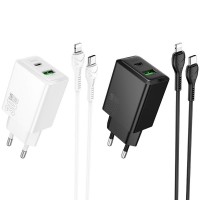 СЗУ Hoco N71 Nuevo PD30W+QC3.0 (1USB-A/1C) + кабель Type-C to Lightning