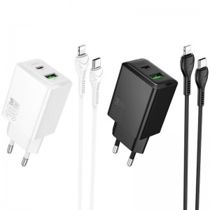 СЗУ Hoco N71 Nuevo PD30W+QC3.0 (1USB-A/1C) + кабель Type-C to Lightning