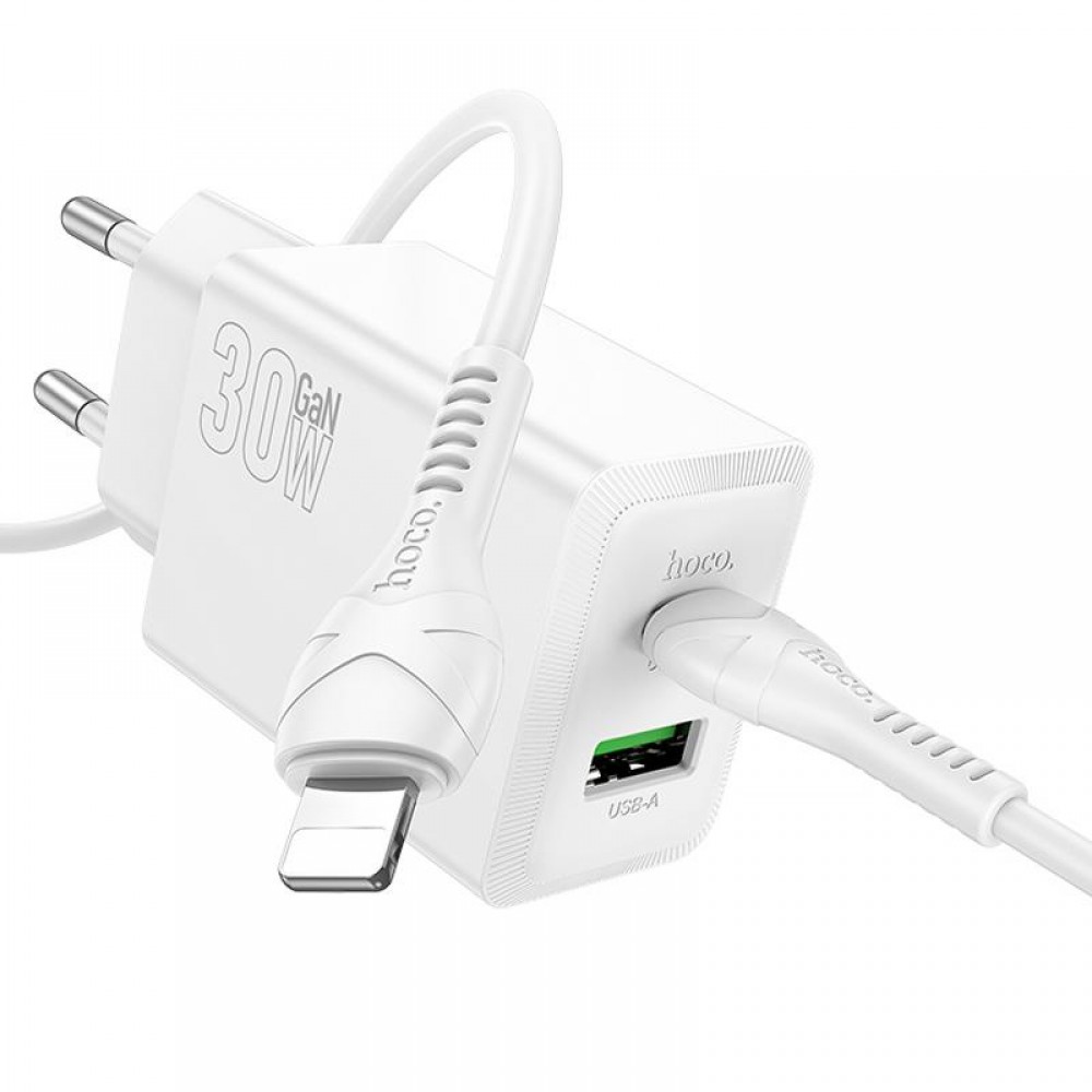 МЗП Hoco N71 Nuevo PD30W+QC3.0 (1USB-A/1C) + кабель Type-C to Lightning