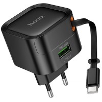 СЗУ Hoco C154A Changer With Retractable Cable Type-C PD20W+QC3.0 (1USB-C)