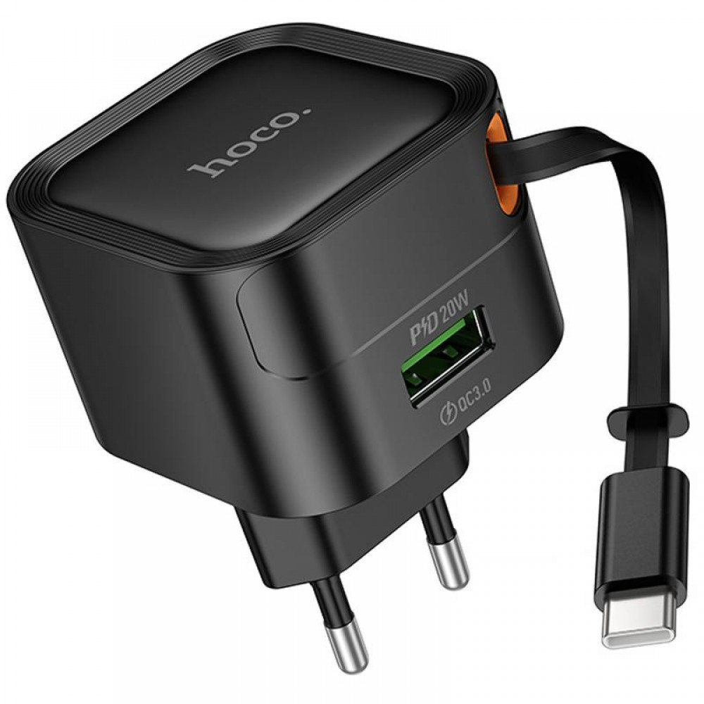 СЗУ Hoco C154A Changer With Retractable Cable Type-C PD20W+QC3.0 (1USB-C)