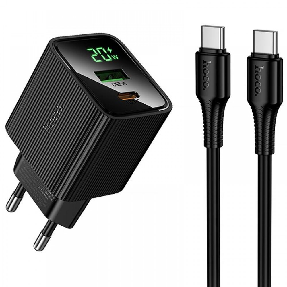МЗП Hoco CS83A Excellent with digital display PD20W+QC3.0 (1USB-A/1C) + кабель Type-C to Type-C