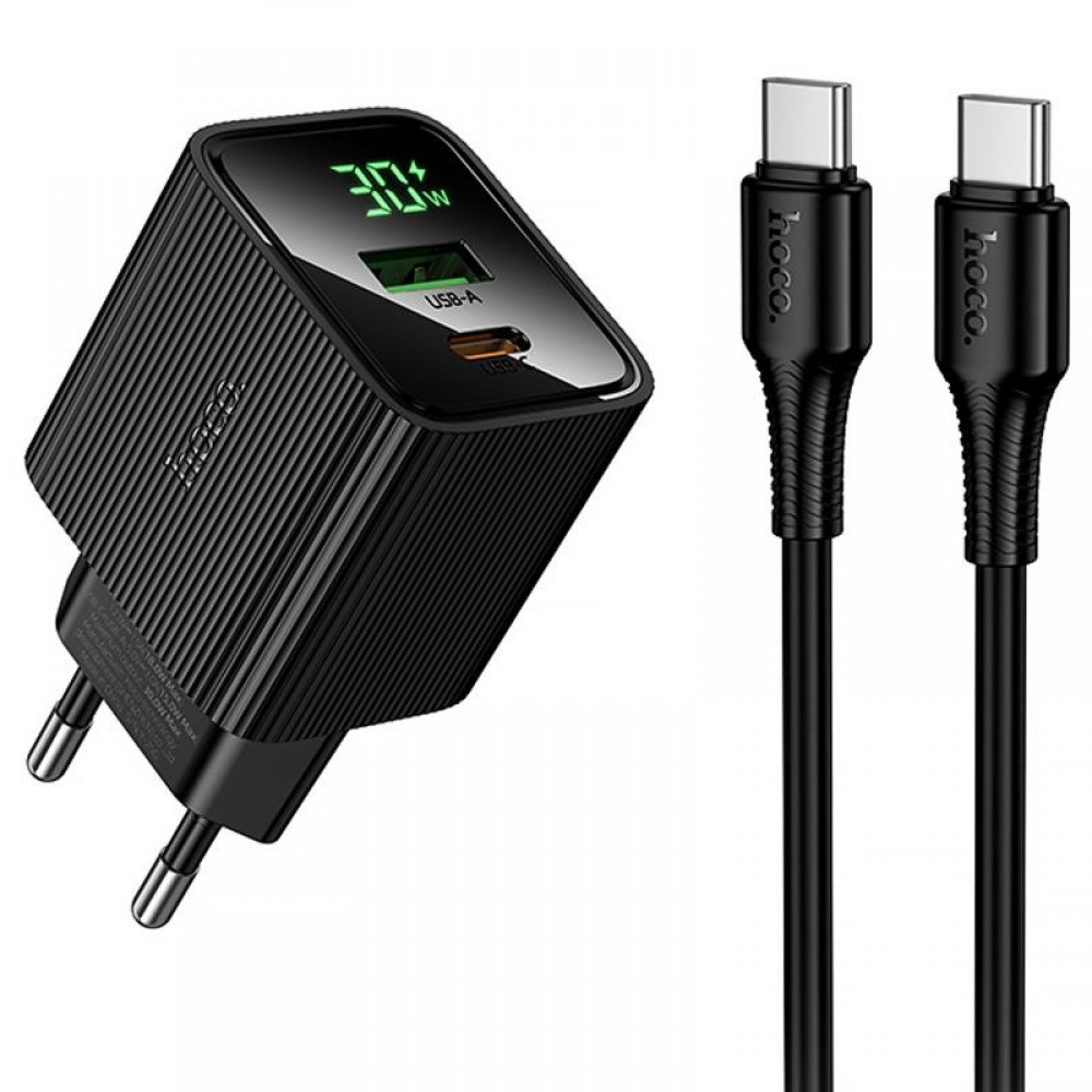 МЗП Hoco CS84A Excellent with digital display PD30W+QC3.0 (1USB-A/1C) + кабель Type-C to Type-C