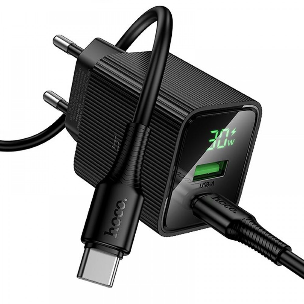 МЗП Hoco CS84A Excellent with digital display PD30W+QC3.0 (1USB-A/1C) + кабель Type-C to Type-C