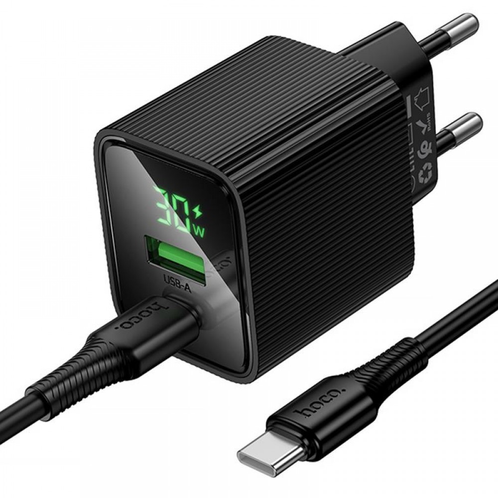 МЗП Hoco CS84A Excellent with digital display PD30W+QC3.0 (1USB-A/1C) + кабель Type-C to Type-C