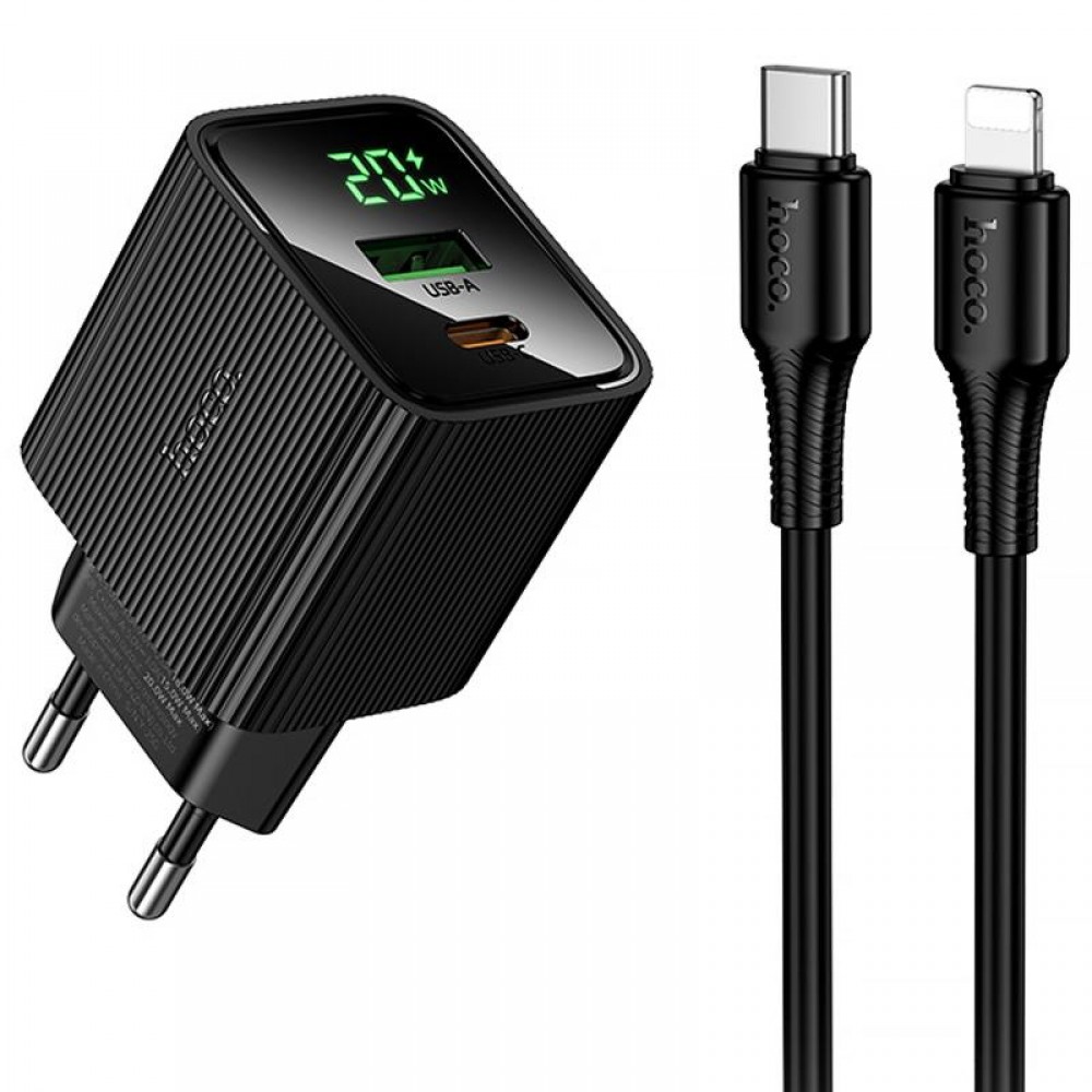 МЗП Hoco CS83A Excellent with digital display PD20W+QC3.0 (1USB-A/1C) + кабель Type-C to Lightning
