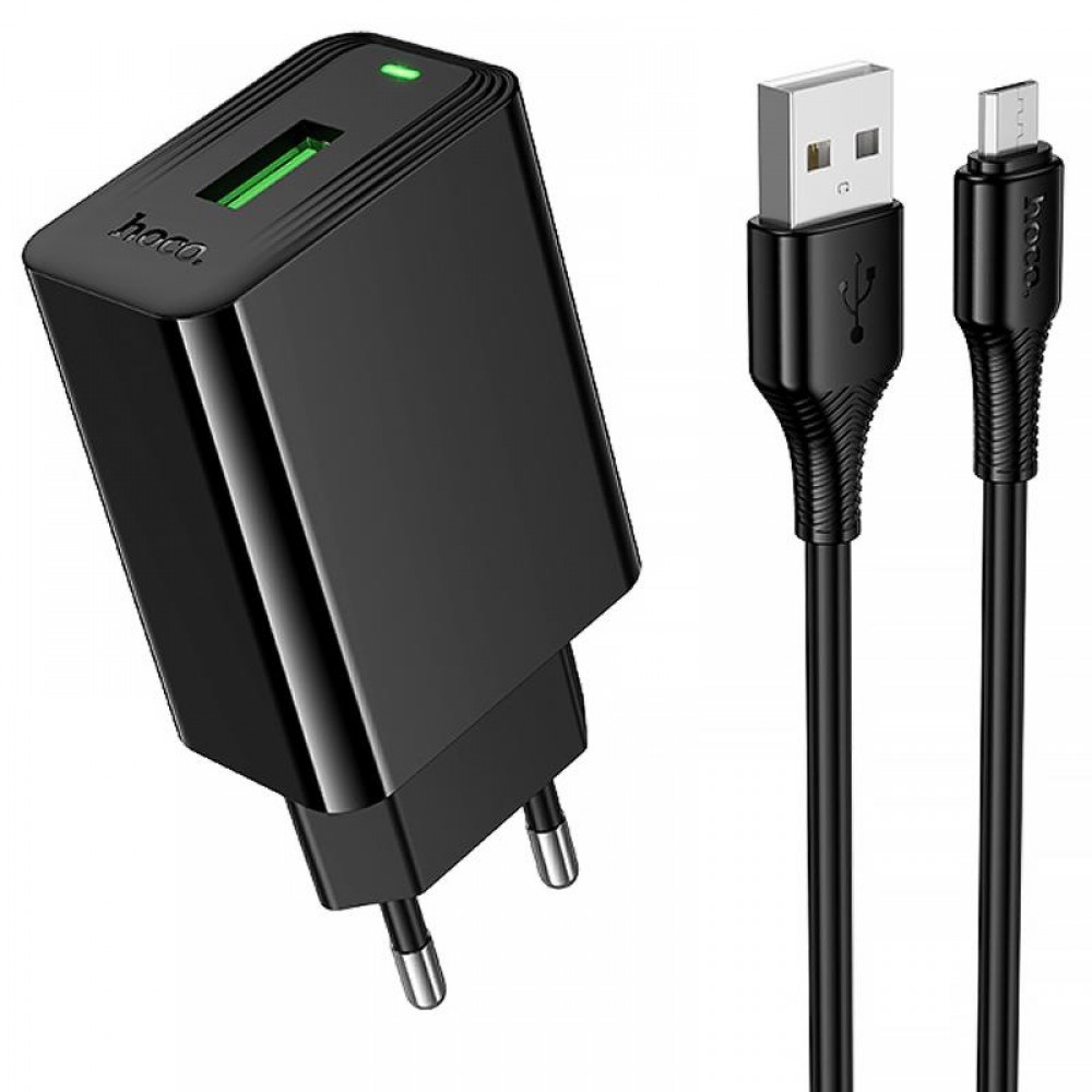 МЗП Hoco CS92A Leader 18W+QC3.0 (1USB-A) + кабель USB to MicroUSB
