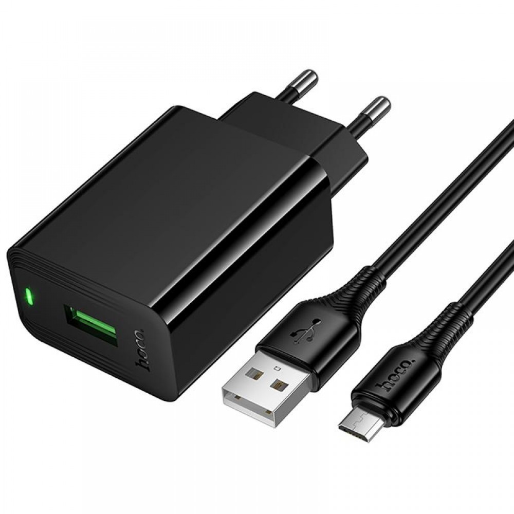 МЗП Hoco CS92A Leader 18W+QC3.0 (1USB-A) + кабель USB to MicroUSB