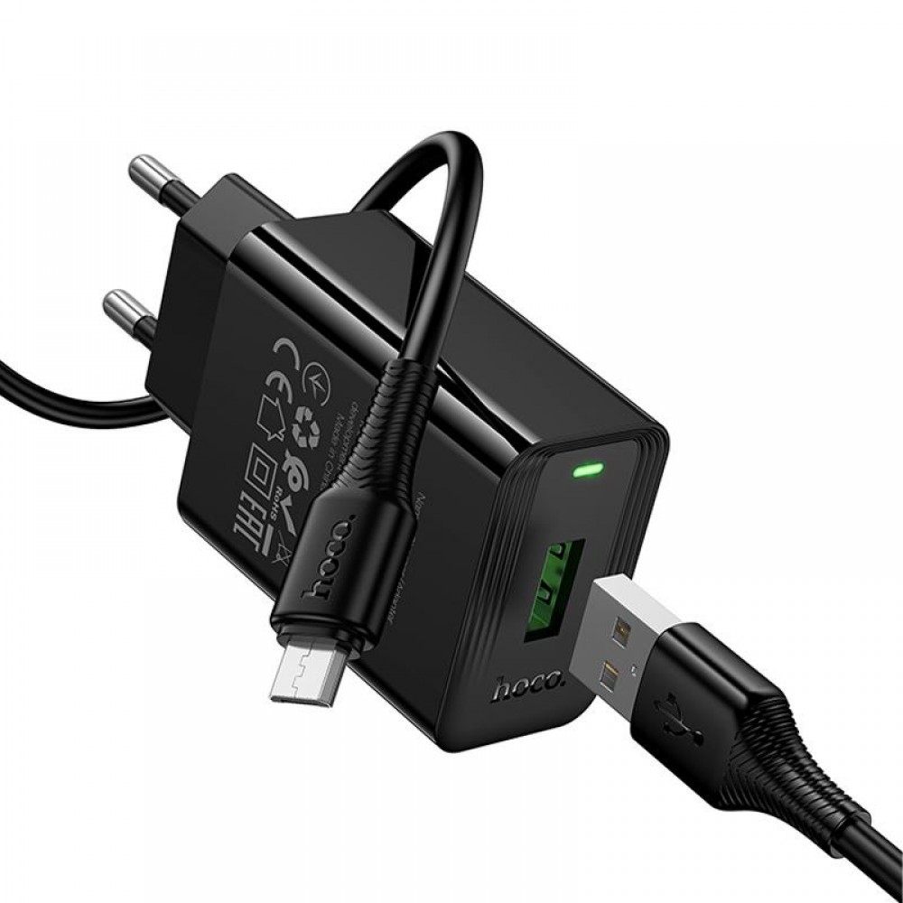 МЗП Hoco CS92A Leader 18W+QC3.0 (1USB-A) + кабель USB to MicroUSB