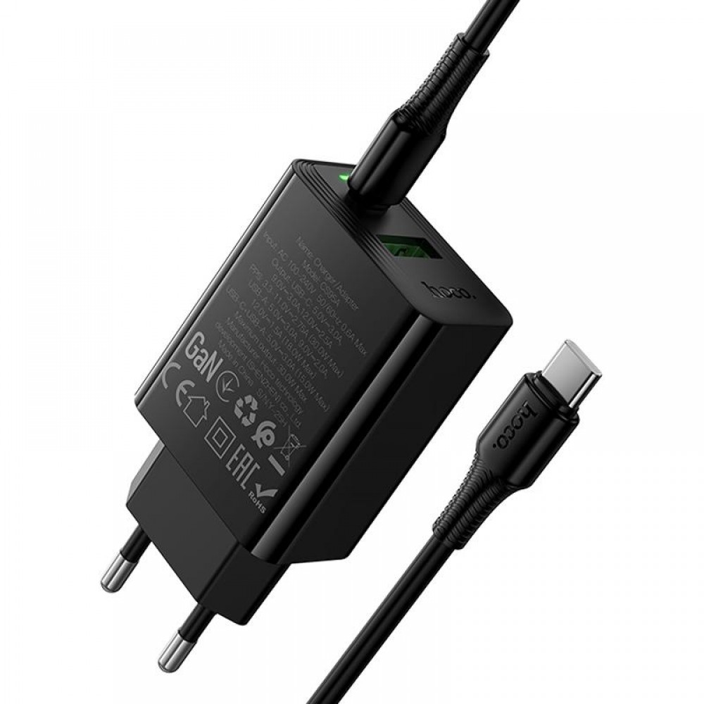 МЗП Hoco CS95A Leader PD30W+QC3.0 (1USB-A/1C) + кабель Type-C to Type-C