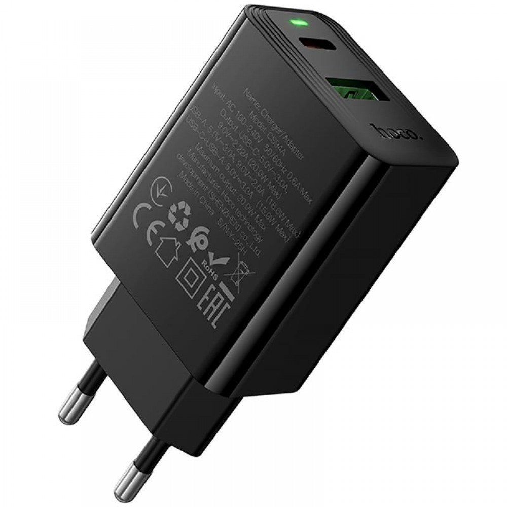 СЗУ Hoco CS94A Leader PD20W+QC3.0 (1USB-A/1C)