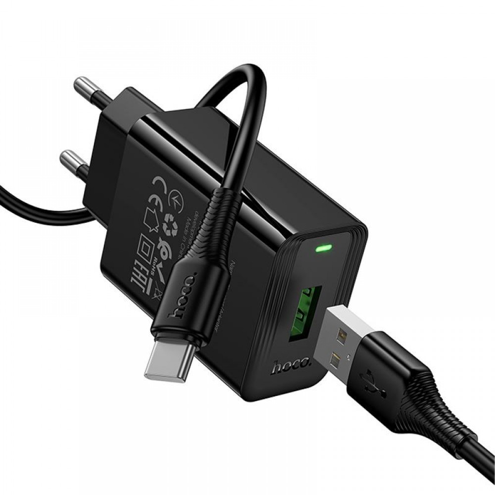 МЗП Hoco CS92A Leader 18W+QC3.0 (1USB-A) + кабель USB to Type-C