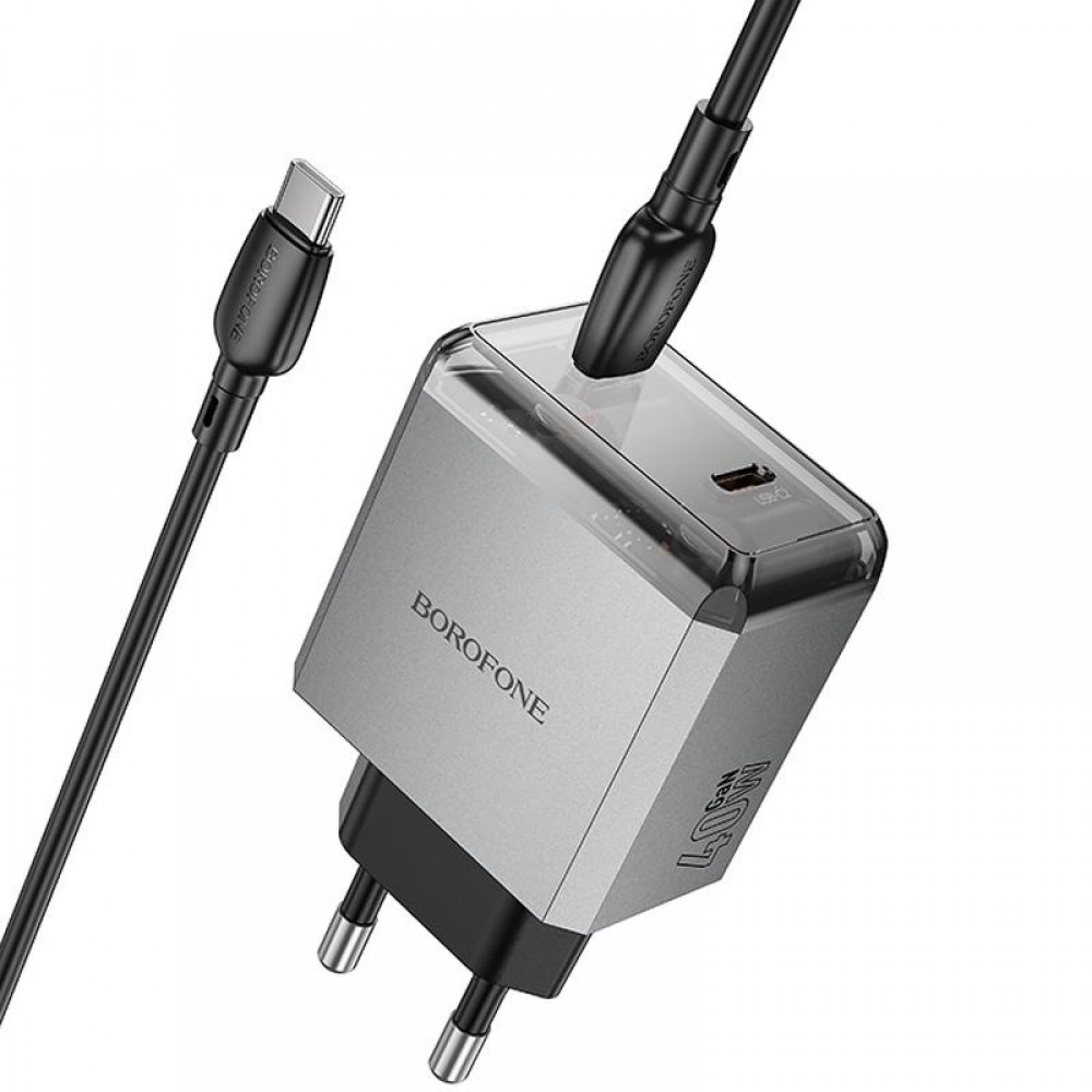 СЗУ Borofone BN21 Lena PD40W+QC3.0 (2USB-C) + кабель Type-C to Type-C