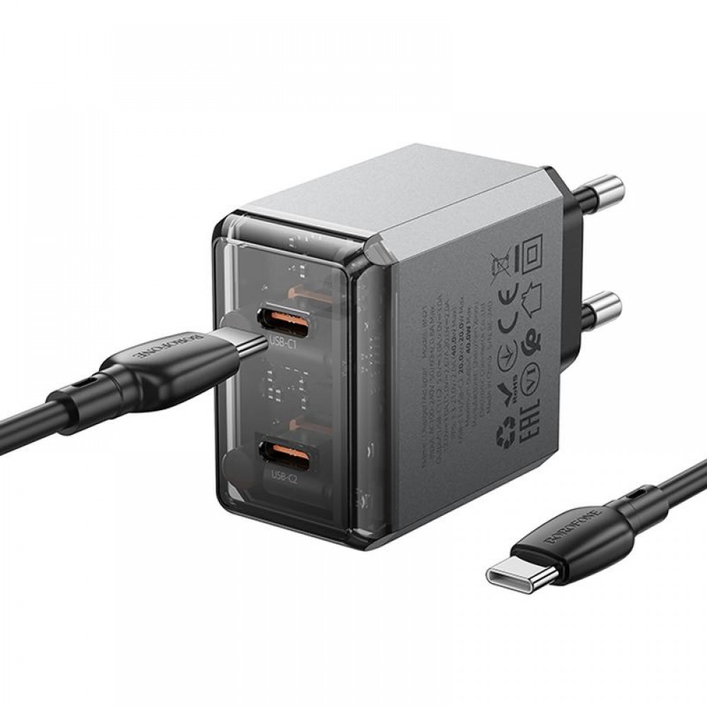 СЗУ Borofone BN21 Lena PD40W+QC3.0 (2USB-C) + кабель Type-C to Type-C