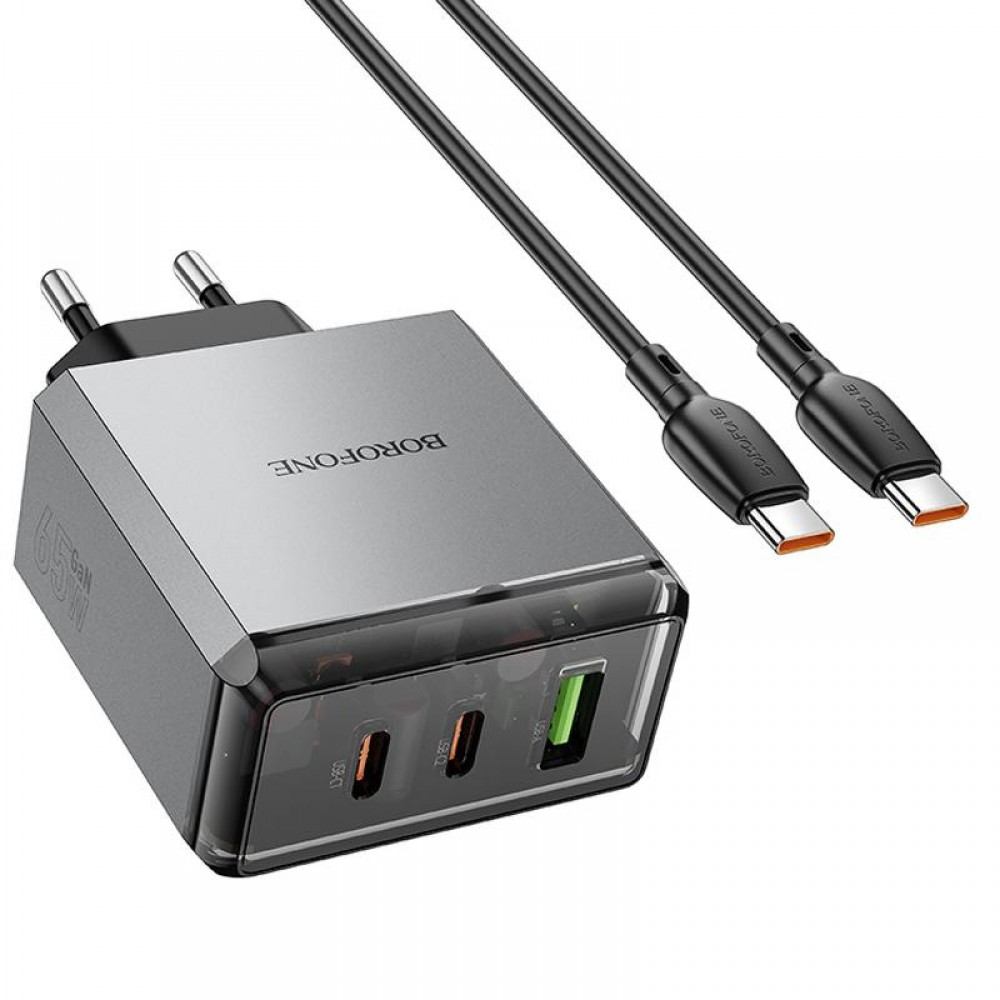 МЗП Borofone BN22 Lena PD65W (1USB-A/2C) + кабель Type-C to Type-C