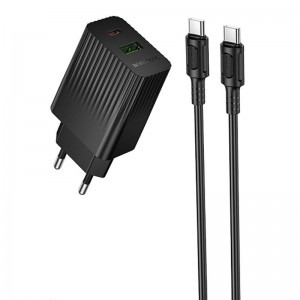 СЗУ Borofone BAS76A Source PD30W+QC3.0 (1USB-A/1C) + кабель Type-C to Type-C