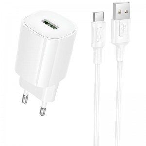 СЗУ Borofone BA102A Pudding QC3.0 (1USB-A) + кабель USB to Type-C