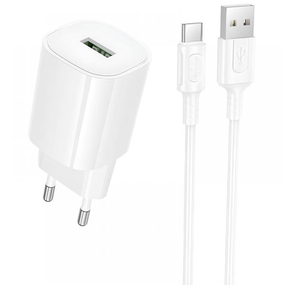 СЗУ Borofone BA102A Pudding QC3.0 (1USB-A) + кабель USB to Type-C