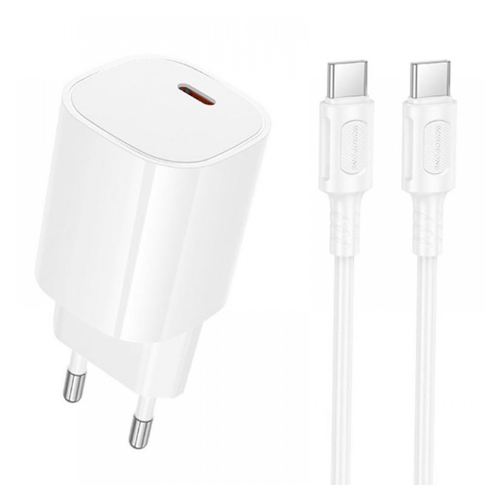 СЗУ Borofone BA103A Pudding PD20W (1USB-C) + кабель Type-C to Type-C