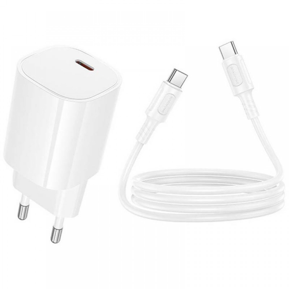 СЗУ Borofone BA103A Pudding PD20W (1USB-C) + кабель Type-C to Type-C