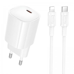 МЗП Borofone BA103A Pudding PD20W (1USB-C) + кабель Type-C to Lightning