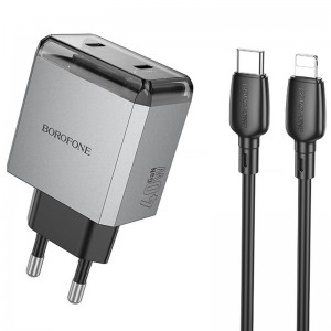 МЗП Borofone BN21 Lena PD40W+QC3.0 (2USB-C) + кабель Type-C to Lightning